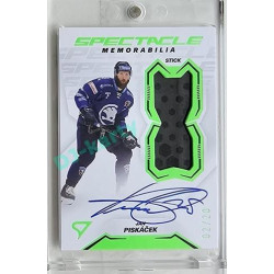 2023/24 Sportzoo ELH 2. serie #SM-JP Jan Piskáček Spectacle Memorabilia Neon Green Auto 02/20