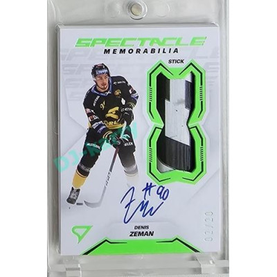 2023/24 Sportzoo ELH 2. serie #SM-DZ Denis Zeman Spectacle Memorabilia Neon Green Auto 02/20