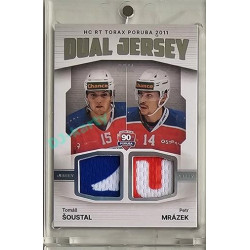 2023/24 Goal cards Chance Liga 2. série #JD-07 Tomáš Šoustal / Petr Mrázek EXPO Game Used Material Dual Jersey PROMO