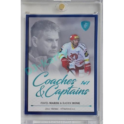 2023 Legendary Cards REKORDY ČESKÉ EXTRALIGY #CC-18 Pavel Marek / Radek Bonk Coaches & Captains Turquoise 1/1