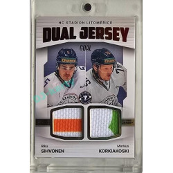 2023/24 Goal cards Chance Liga 2. série #JD-08 Rihu Sihvonen / Markus Korkiakovski Game Used Material Dual Jersey PROMO