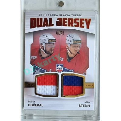 2023/24 Goal cards Chance Liga 2. série #JD-05 Martin Dočekal / Miha Štebih Game Used Material Dual Jersey 19/20