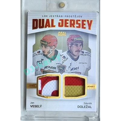 2023/24 Goal cards Chance Liga 2. série #JD-06 Jan Veselý / Zdeněk Doležal Game Used Material Dual Jersey 19/20