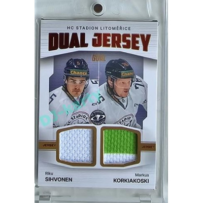 2023/24 Goal cards Chance Liga 2. série #JD-08 Rihu Sihvonen / Markus Korkiakovski Game Used Material Dual Jersey 19/20