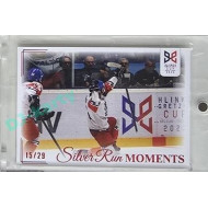 2023/24 Legendary Cards Hlinka Gretzky Cup Young Lions #SRM-05 Gólová radost Matěje Kubiesy proti USA Silver Run Moments Canvas xx/29