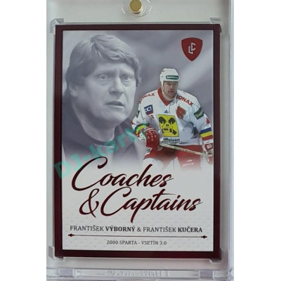 2023 Legendary Cards REKORDY ČESKÉ EXTRALIGY #CC-07 František Výborný / František Kučera Coaches & Captains Red 05/10