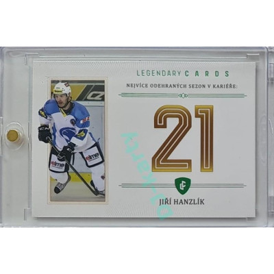 2023 Legendary Cards REKORDY ČESKÉ EXTRALIGY #ZC-S09 Jiří Hanzlík Základní Část Emerald 1/5