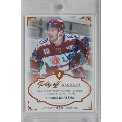 2023 Legendary Cards REKORDY ČESKÉ EXTRALIGY #PAC-03 Ondřej Kratěna Play Off Authentic Signature 10/13