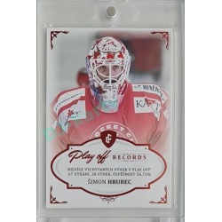 2023 Legendary Cards REKORDY ČESKÉ EXTRALIGY #PW-05 Šimon Hrubec Play Off Red 07/10