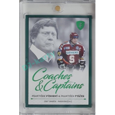 2023 Legendary Cards REKORDY ČESKÉ EXTRALIGY #CC-14 František Výborný / František Ptáček Coaches & Captains Emerald 2/5