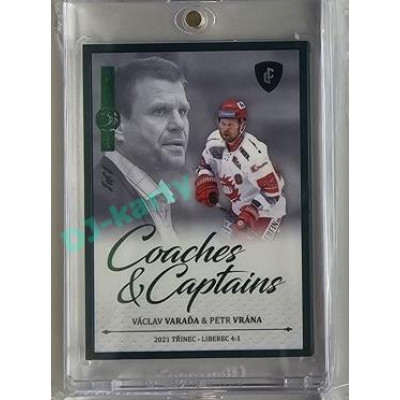 2023 Legendary Cards REKORDY ČESKÉ EXTRALIGY #CC-27 Václav Varaďa / Petr Vrána Coaches & Captains Expo Praha Emerald 1/1