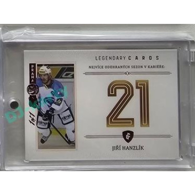 2023 Legendary Cards REKORDY ČESKÉ EXTRALIGY #ZC-S09 Jiří Hanzlík Základní Část Expo Praha Red 1/1