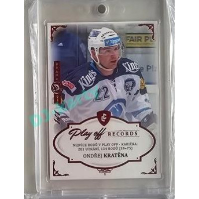 2023 Legendary Cards REKORDY ČESKÉ EXTRALIGY #PPC-01 Ondřej Kratěna Play Off Expo Praha Red 1/1