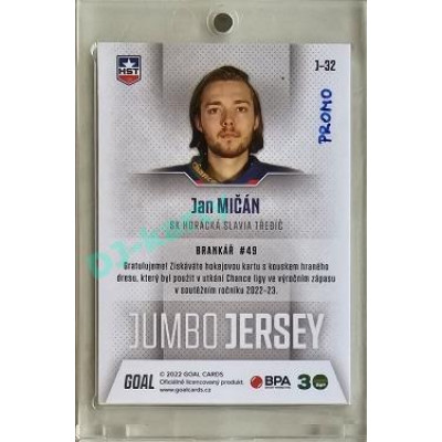 2022/23 Goal Cards Chance #J-32 Jan Mičán Jumbo Jersey 1of2 EXPO PROMO