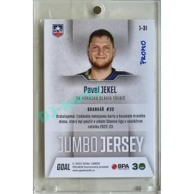 2022/23 Goal Cards Chance #J-31 Pavel Jekel Jumbo Jersey 1of2 EXPO PROMO