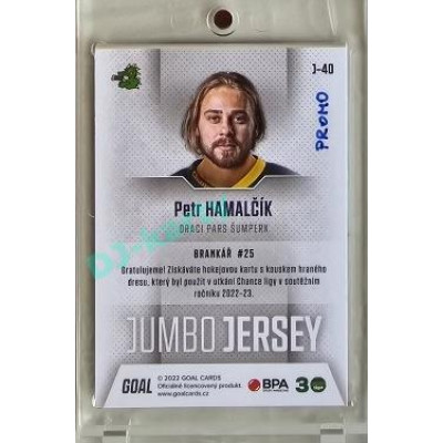 2022/23 Goal Cards Chance #J-40 Petr Hamalčík Jumbo Jersey 1of2 EXPO PROMO