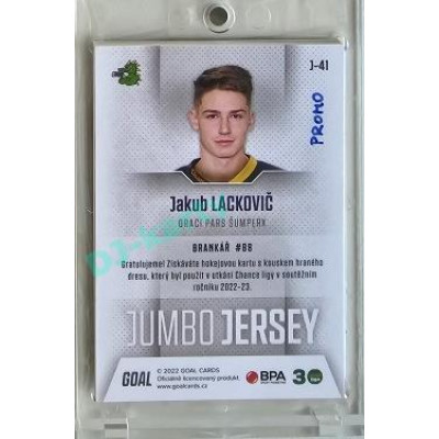 2022/23 Goal Cards Chance #J-41 Jakub Lackovič Jumbo Jersey 1of2 EXPO PROMO
