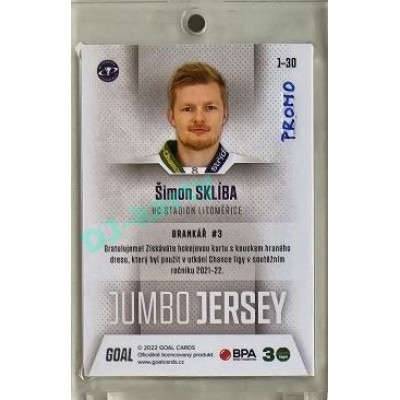 2022/23 Goal Cards Chance #J-30 Šimon Sklíba Jumbo Jersey 1of3 EXPO PROMO