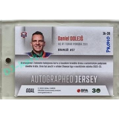 2022/23 Goal Cards Chance #JA-39 Daniel Dolejš Autographed Jersey 1of3 EXPO PROMO