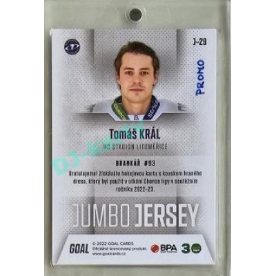 2022/23 Goal Cards Chance #J-29 Tomáš Král Jumbo Jersey 1of2 EXPO PROMO