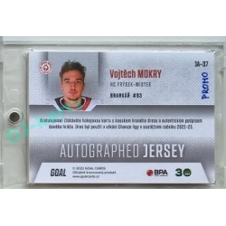 2022/23 Goal Cards Chance #JA-37 Vojtěch Mokry Autographed Jersey 1of2 EXPO PROMO
