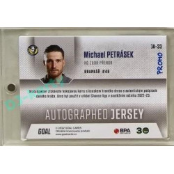 2022/23 Goal Cards Chance #JA-33 Michael Petrásek Autographed Jersey 1of2 EXPO PROMO