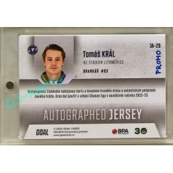 2022/23 Goal Cards Chance #JA-29 Tomáš Král Autographed Jersey 1of3 EXPO PROMO