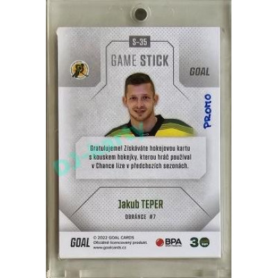 2022/23 Goal Cards Chance #S-35 Jakub Teper Game Used Stick 1of3 EXPO PROMO