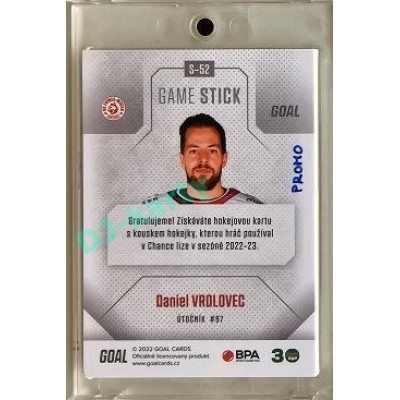 2022/23 Goal Cards Chance #S-52 Daniel Vrdlovec Game Used Stick 1of3 EXPO PROMO