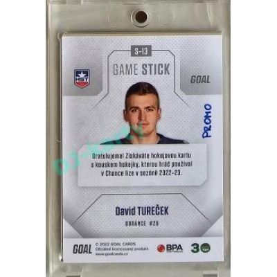 2022/23 Goal Cards Chance #S-13 David Tureček Game Used Stick 1of1 EXPO PROMO