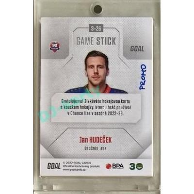 2022/23 Goal Cards Chance #S-26 Jan Hudeček Game Used Stick 1of1 EXPO PROMO
