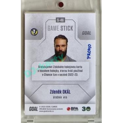 2022/23 Goal Cards Chance #S-46 Zdeněk Okál Game Used Stick 1of4 EXPO PROMO