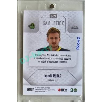 2022/23 Goal Cards Chance #S-56 Ludvík Rutar Game Used Stick 1of1 EXPO PROMO