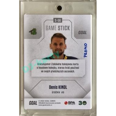 2022/23 Goal Cards Chance #S-56 Denis Kindl Game Used Stick 1of3 EXPO PROMO