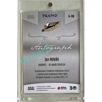 2022/23 Goal Cards Chance Liga 2. série #98 Jan Novák Autograph 1of3 EXPO PROMO