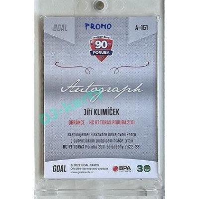2022/23 Goal Cards Chance Liga 2. série #151 Jiří Klimíček Autograph 1of1 EXPO PROMO