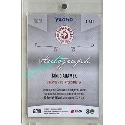 2022/23 Goal Cards Chance Liga 2. série #141 Jakub Adámek Autograph 1of1 EXPO PROMO