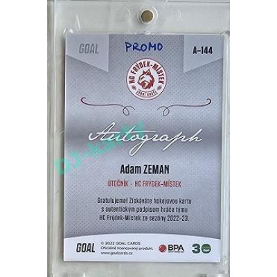 2022/23 Goal Cards Chance Liga 2. série #144 Adam Zeman Autograph 1of1 EXPO PROMO