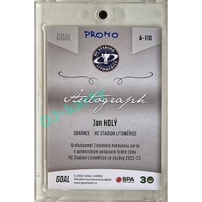 2022/23 Goal Cards Chance Liga 2. série #110 Jan Holý Autograph 1of1 EXPO PROMO