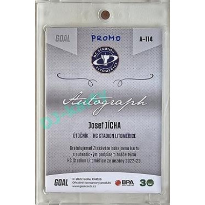 2022/23 Goal Cards Chance Liga 2. série #114 Josef Jícha Autograph 1of1 EXPO PROMO