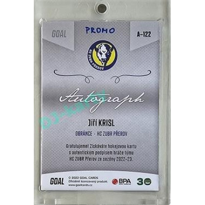 2022/23 Goal Cards Chance Liga 2. série #122 Jiří Krisl Autograph 1of1 EXPO PROMO