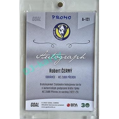2022/23 Goal Cards Chance Liga 2. série #121 Robert Černý Autograph 1of1 EXPO PROMO