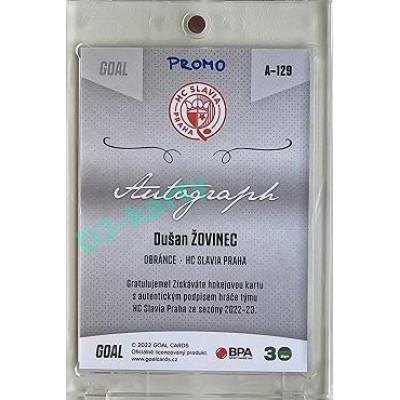 2022/23 Goal Cards Chance Liga 2. série #129 Dušan Žovinec Autograph 1of2 EXPO PROMO