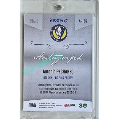 2022/23 Goal Cards Chance Liga 2. série #125 Antonín Pechanec Autograph 1of1 EXPO PROMO