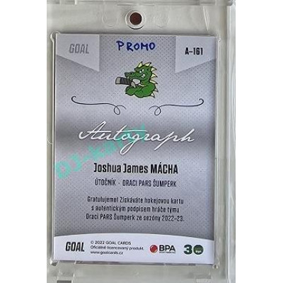 2022/23 Goal Cards Chance Liga 2. série #161 Joshua James Mácha Autograph 1of1 EXPO PROMO