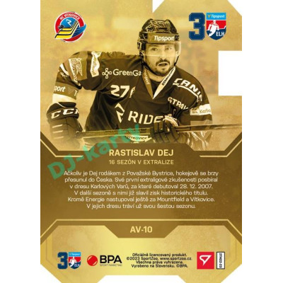 2022/23 Sportzoo ELH 2. série #AV-10 Rastislav Dej 30 let ELH Limited xx/50