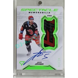 2023/24 Sportzoo ELH 2. serie #SM-JJ Jakub Jeřábek Spectacle Memorabilia Neon Green Auto 03/20