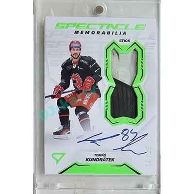 2023/24 Sportzoo ELH 2. serie #SM-TK Tomáš Kundrátek Spectacle Memorabilia Neon Green Auto 14/20