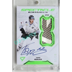 2023/24 Sportzoo ELH 2. serie #SM-TR Tomáš Redlich Spectacle Memorabilia Neon Green Auto 01/20