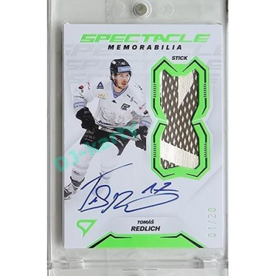 2023/24 Sportzoo ELH 2. serie #SM-TR Tomáš Redlich Spectacle Memorabilia Neon Green Auto 01/20